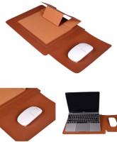 Pure Leather Sleeve Laptop Bag with Stand and Mouse Pad