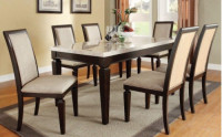 Marble Table & Wooden Chair Dining Set