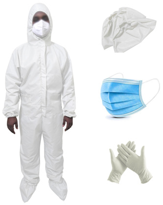 White PPE Set with Mask / Hand Gloves / Shoe Cover
