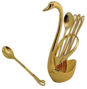 Spoon Set with Swan Stand