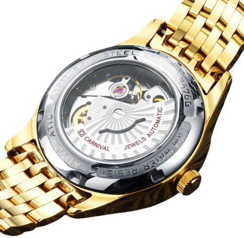 Carnival Red Diamond Automatic Mechanical Gold Watch Price in