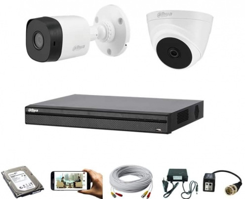 CCTV Package Dahua 4-CH DVR 2 Pcs 5 MP Full HD Camera