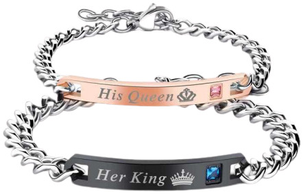 His Queen & Her King Gold Plated Couple Bracelet