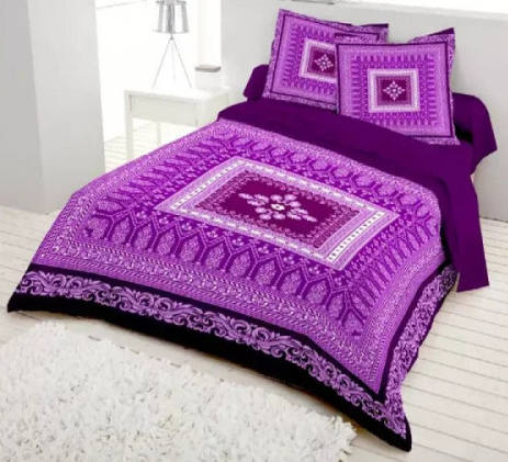 Cotton Bed Sheet for Double Bed with Pillow Cover