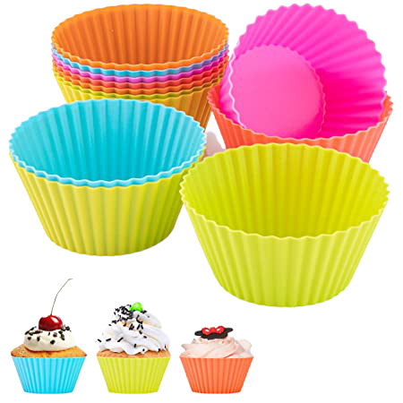 24-Pieces Multiple Color Silicone Reusable Cupcake