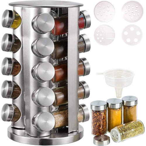 20 Pieces Stainless Steel Rotating Spice Rack