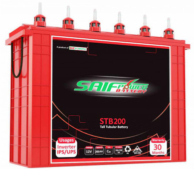 Saif Power STB-200 Tall Tubular 12V IPS Battery