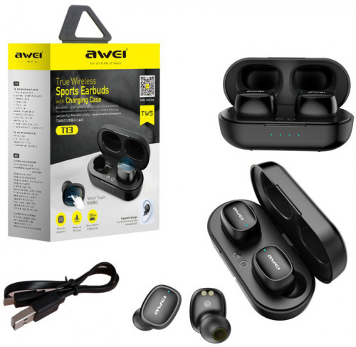 Awei T13 Touch Control Earbud with Charging Case