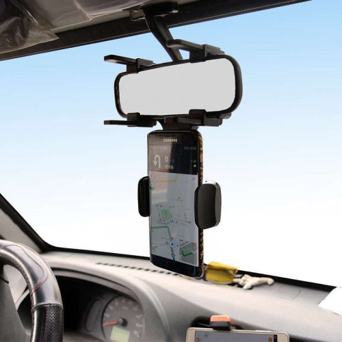 360 Rotating Smartphone Holder for Car Mirror