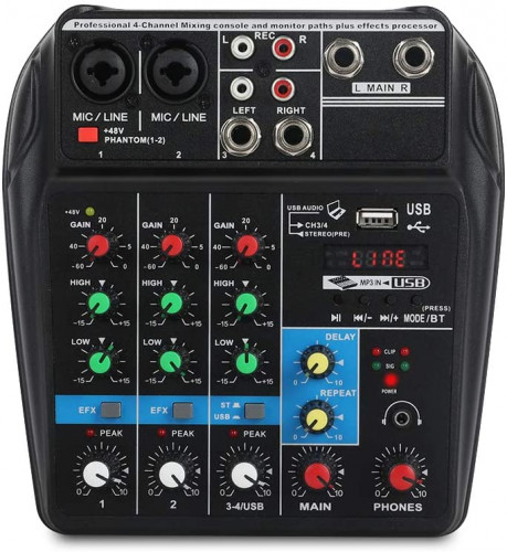 XTUGA A4 4-Channel Bluetooth Audio Mixer
