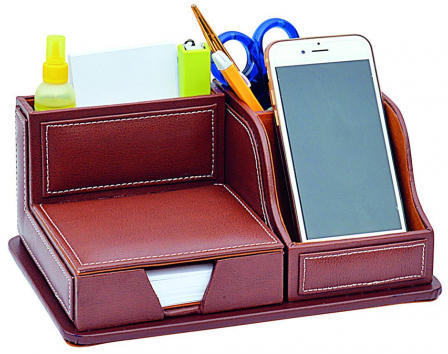 Leather Pen Stand with Mobile Holder