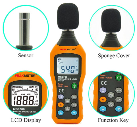 Peakmeter MS6708 Digital Sound Level Meter