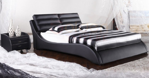 Modern Design Leather & Wooden Bed