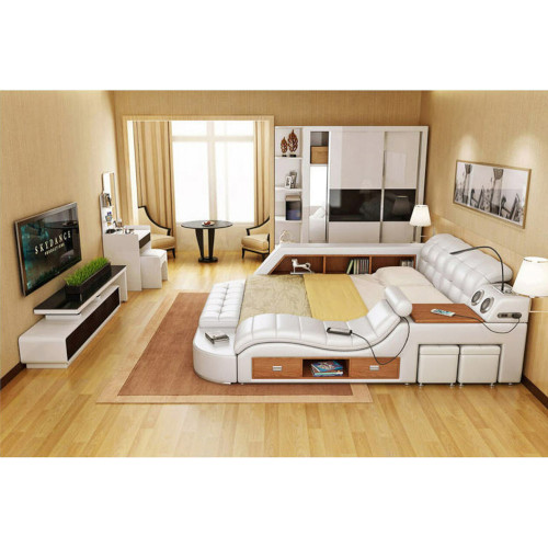 Modern Design Artificial Leather & Wooden Bed