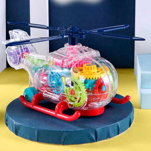 Electric Transparent Gear Helicopter Toy