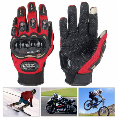 Pro Biker Hand Gloves Leather TPR Finger Armor