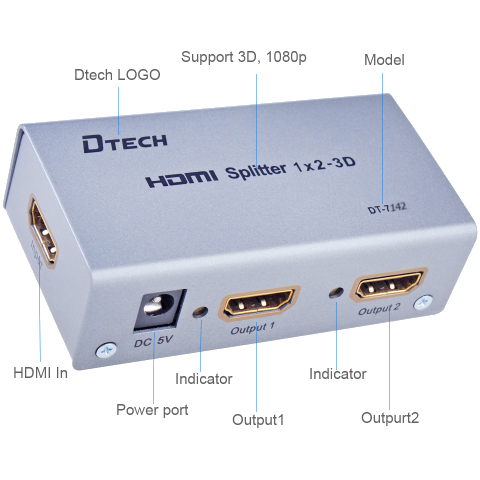 DTech DT-7142 1x2 3D HDMI Splitter