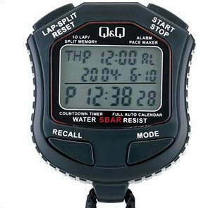 Q&Q HS45-001 Water Resistant 10-Lap Split Memory Stopwatch