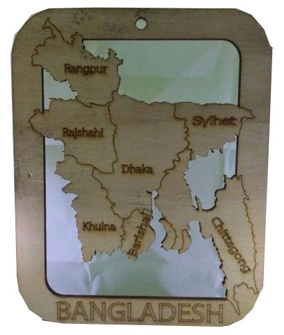 Solid Wood Bangladesh Map Frame
