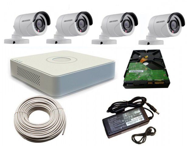 CCTV Package Hikvision 7104-HQHI 4-CH DVR 4-Pcs Camera