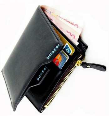 Bogesi Men Casual Black Genuine Leather Wallet